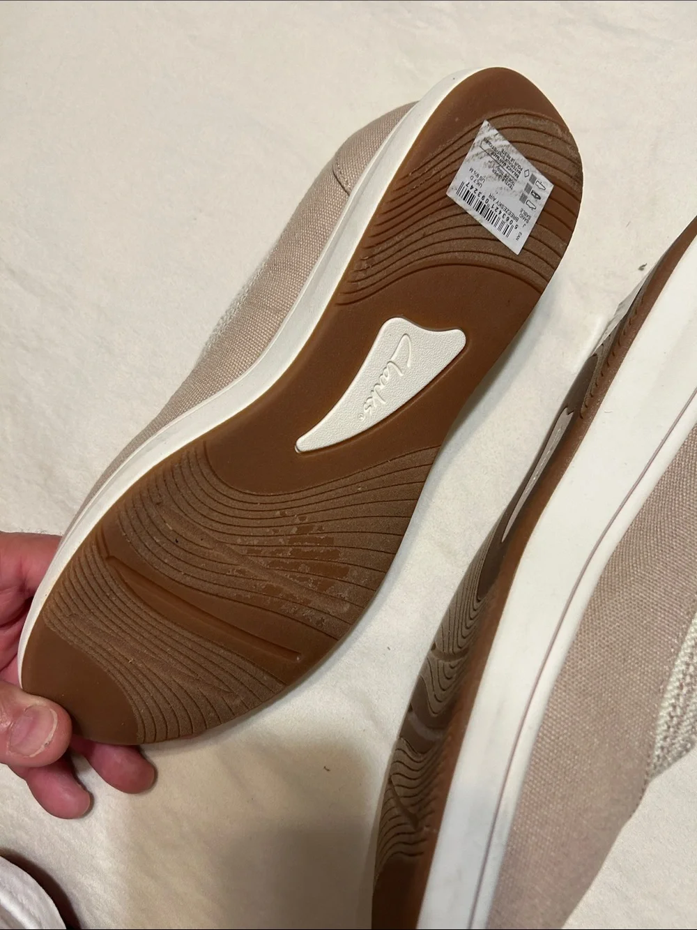 Clarks Cloudsteppers Taupe Beige Slip-On Flats